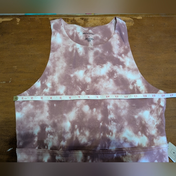 Banana Republic Women's Medium Sports Bra Pink White Tie Dye Bralette Crop Top - Picture 9 of 10